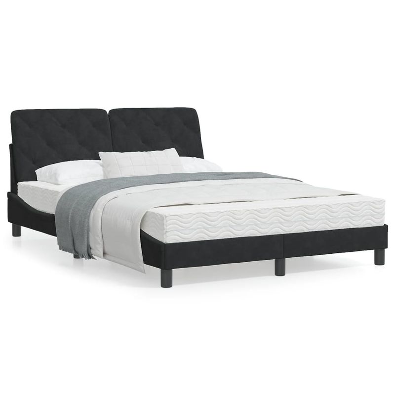 Casa si Gradina - Mobilier - Paturi si accesorii - Paturi - Cadru de pat cu lumini LED, negru, 140x190 cm, catifea - Infinity.ro