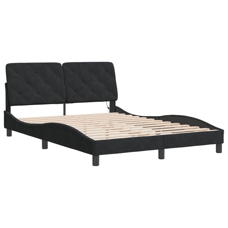 Casa si Gradina - Mobilier - Paturi si accesorii - Paturi - Cadru de pat cu lumini LED, negru, 140x190 cm, catifea - Infinity.ro