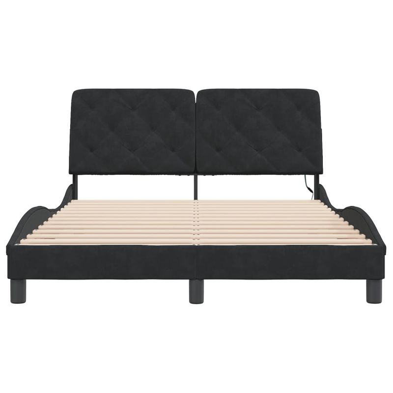 Casa si Gradina - Mobilier - Paturi si accesorii - Paturi - Cadru de pat cu lumini LED, negru, 140x190 cm, catifea - Infinity.ro
