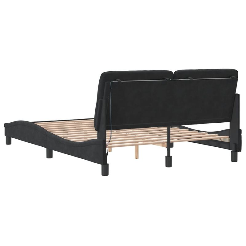 Casa si Gradina - Mobilier - Paturi si accesorii - Paturi - Cadru de pat cu lumini LED, negru, 140x190 cm, catifea - Infinity.ro