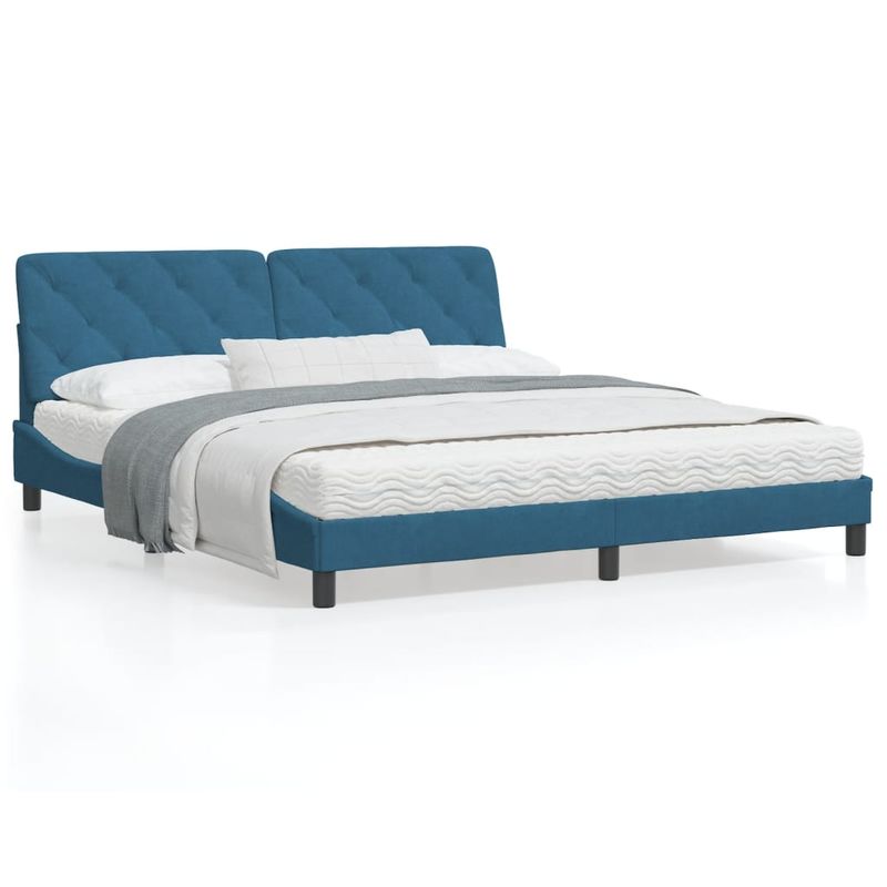 Casa si Gradina - Mobilier - Paturi si accesorii - Paturi - Cadru de pat cu tablie, albastru, 180x200 cm, catifea - Infinity.ro
