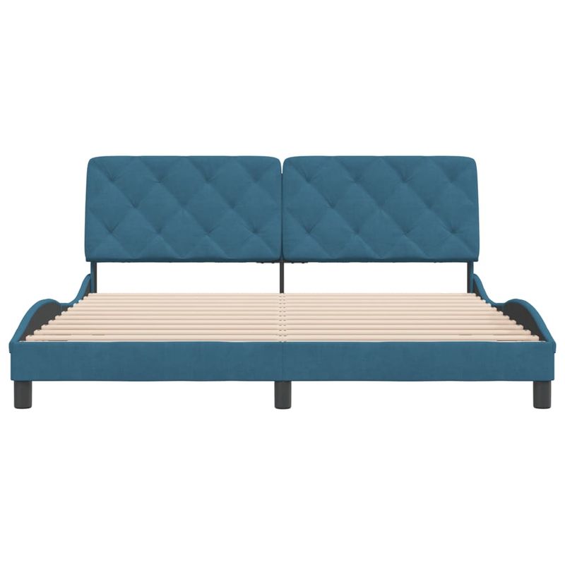 Casa si Gradina - Mobilier - Paturi si accesorii - Paturi - Cadru de pat cu tablie, albastru, 180x200 cm, catifea - Infinity.ro
