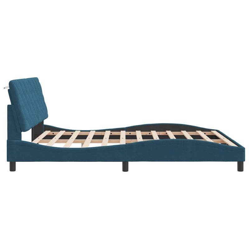 Casa si Gradina - Mobilier - Paturi si accesorii - Paturi - Cadru de pat cu tablie, albastru, 180x200 cm, catifea - Infinity.ro