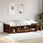 Casa si Gradina - Mobilier - Paturi si accesorii - Paturi - Cadru pat cu sertare stejar fumuriu 90x190 cm lemn prelucrat - Infinity.ro