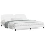Casa si Gradina - Mobilier - Paturi si accesorii - Paturi - Pat cu saltea, alb, 200x200 cm, piele ecologica - Infinity.ro