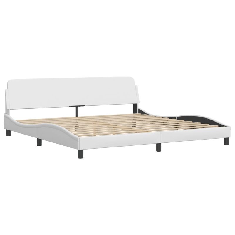 Casa si Gradina - Mobilier - Paturi si accesorii - Paturi - Pat cu saltea, alb, 200x200 cm, piele ecologica - Infinity.ro