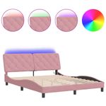 Casa si Gradina - Mobilier - Paturi si accesorii - Paturi - Cadru de pat cu lumini LED, roz, 160x200 cm, catifea - Infinity.ro