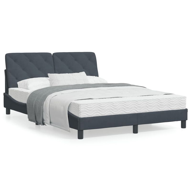 Casa si Gradina - Mobilier - Paturi si accesorii - Paturi - Cadru de pat cu tablie, gri inchis, 140x200 cm, catifea - Infinity.ro