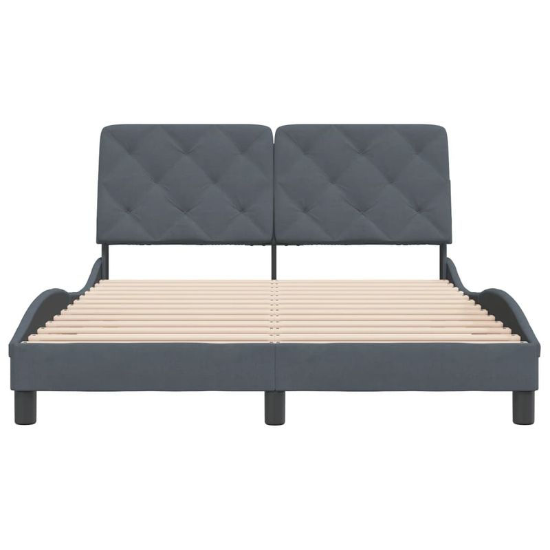 Casa si Gradina - Mobilier - Paturi si accesorii - Paturi - Cadru de pat cu tablie, gri inchis, 140x200 cm, catifea - Infinity.ro