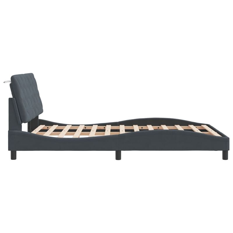 Casa si Gradina - Mobilier - Paturi si accesorii - Paturi - Cadru de pat cu tablie, gri inchis, 140x200 cm, catifea - Infinity.ro