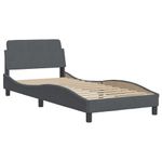 Casa si Gradina - Mobilier - Paturi si accesorii - Paturi - Cadru de pat cu tablie, gri inchis, 90x190 cm, catifea - Infinity.ro