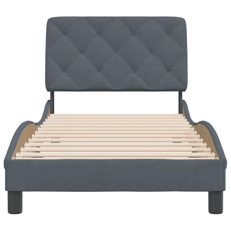 Casa si Gradina - Mobilier - Paturi si accesorii - Paturi - Cadru de pat cu tablie, gri inchis, 90x190 cm, catifea - Infinity.ro