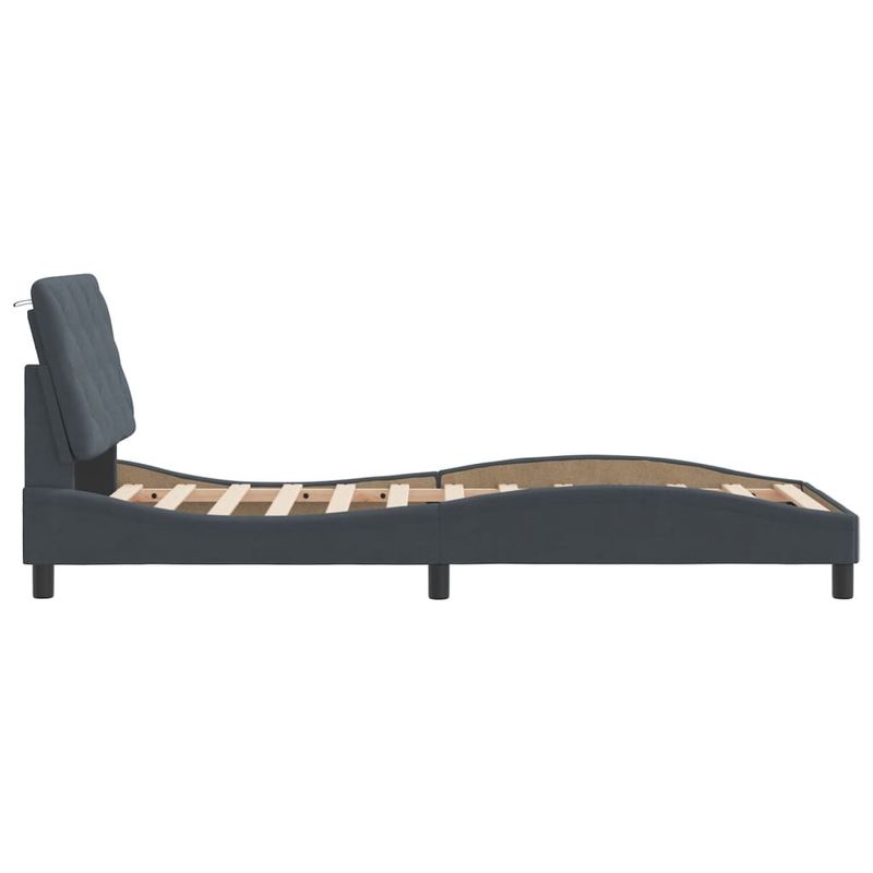 Casa si Gradina - Mobilier - Paturi si accesorii - Paturi - Cadru de pat cu tablie, gri inchis, 90x190 cm, catifea - Infinity.ro