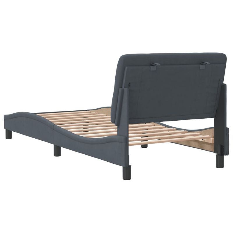 Casa si Gradina - Mobilier - Paturi si accesorii - Paturi - Cadru de pat cu tablie, gri inchis, 90x190 cm, catifea - Infinity.ro