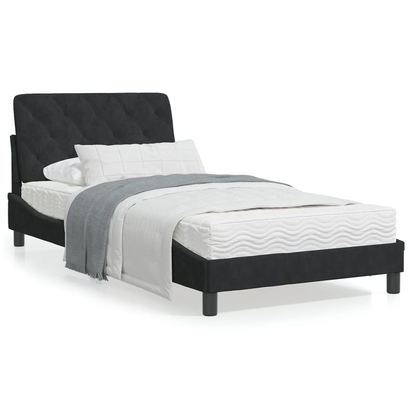 Casa si Gradina - Mobilier - Paturi si accesorii - Paturi - Cadru de pat cu tablie, negru, 100x200 cm, catifea - Infinity.ro