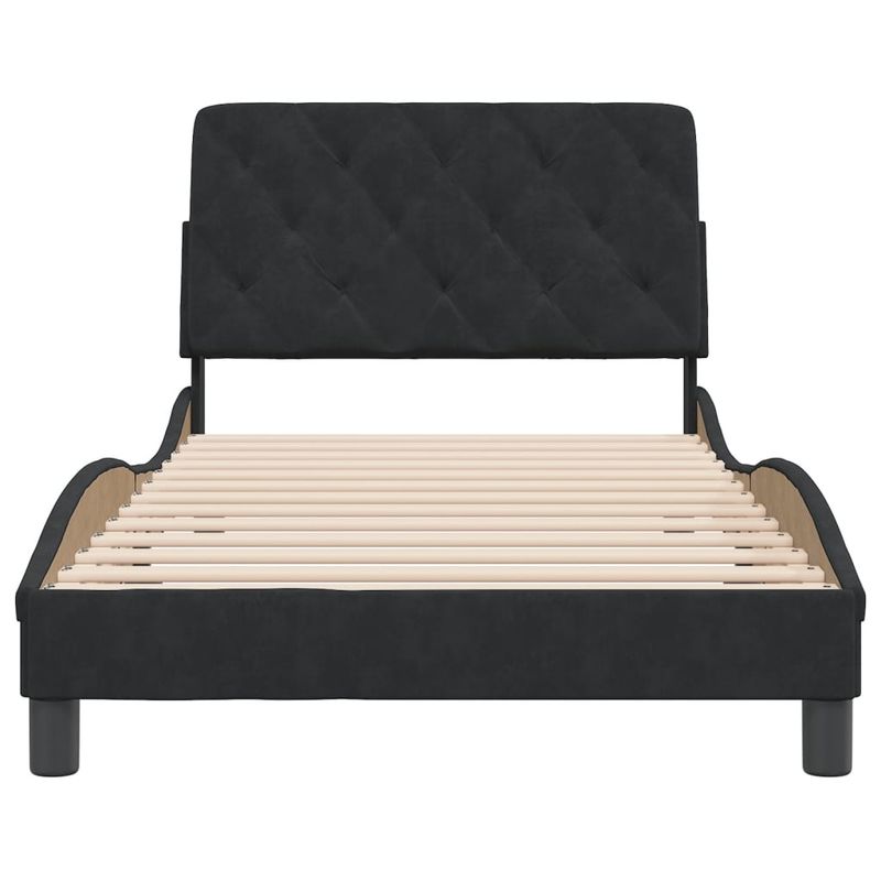 Casa si Gradina - Mobilier - Paturi si accesorii - Paturi - Cadru de pat cu tablie, negru, 100x200 cm, catifea - Infinity.ro
