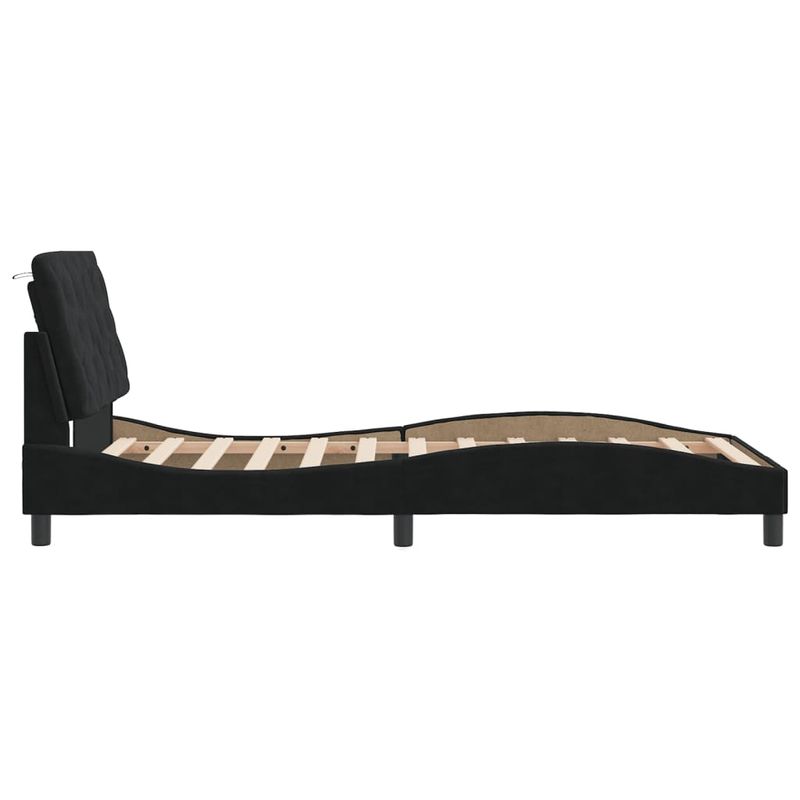 Casa si Gradina - Mobilier - Paturi si accesorii - Paturi - Cadru de pat cu tablie, negru, 100x200 cm, catifea - Infinity.ro