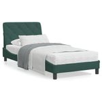 Casa si Gradina - Mobilier - Paturi si accesorii - Paturi - Cadru de pat cu tablie, verde inchis, 90x190 cm, catifea - Infinity.ro