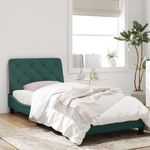 Casa si Gradina - Mobilier - Paturi si accesorii - Paturi - Cadru de pat cu tablie, verde inchis, 90x190 cm, catifea - Infinity.ro