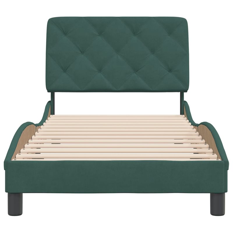 Casa si Gradina - Mobilier - Paturi si accesorii - Paturi - Cadru de pat cu tablie, verde inchis, 90x190 cm, catifea - Infinity.ro