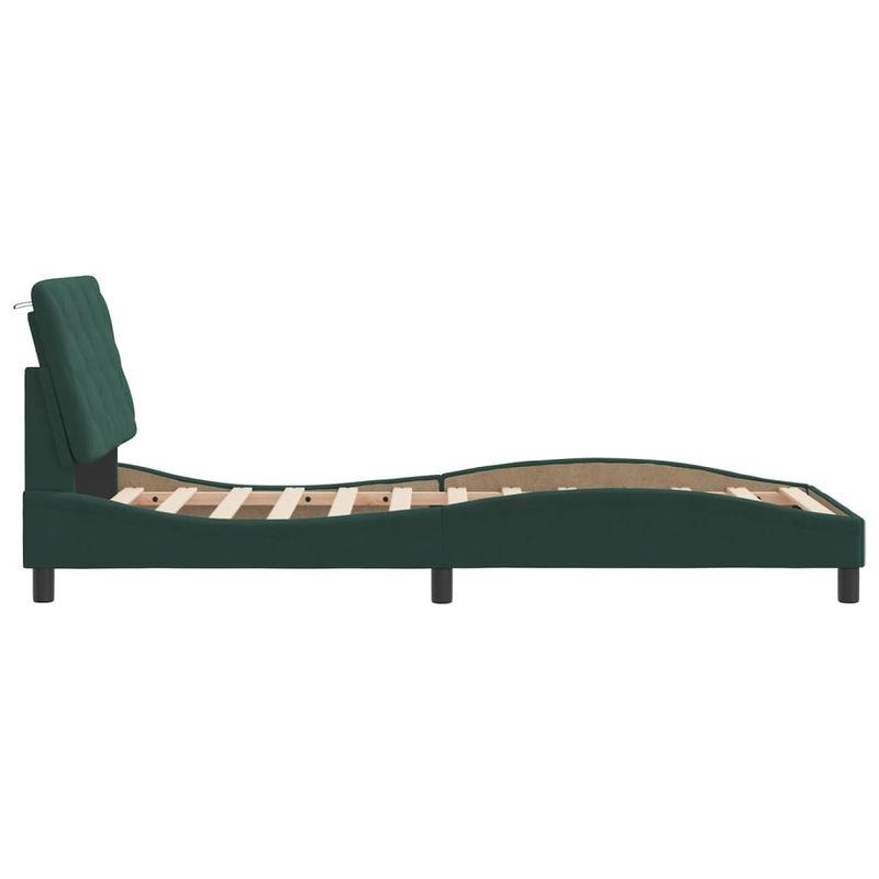 Casa si Gradina - Mobilier - Paturi si accesorii - Paturi - Cadru de pat cu tablie, verde inchis, 90x190 cm, catifea - Infinity.ro