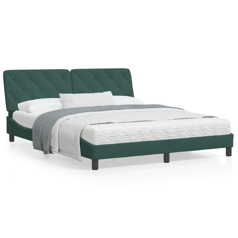 Casa si Gradina - Mobilier - Paturi si accesorii - Paturi - Cadru de pat cu tablie, verde inchis, 160x200 cm, catifea - Infinity.ro