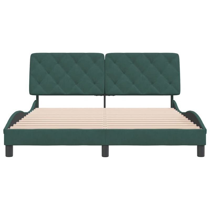 Casa si Gradina - Mobilier - Paturi si accesorii - Paturi - Cadru de pat cu tablie, verde inchis, 160x200 cm, catifea - Infinity.ro