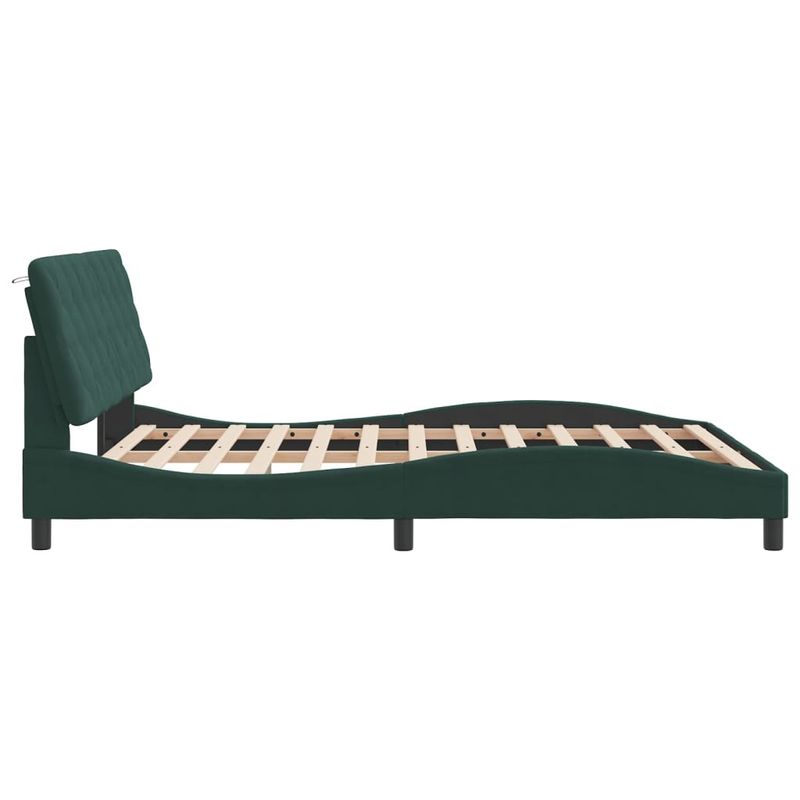 Casa si Gradina - Mobilier - Paturi si accesorii - Paturi - Cadru de pat cu tablie, verde inchis, 160x200 cm, catifea - Infinity.ro