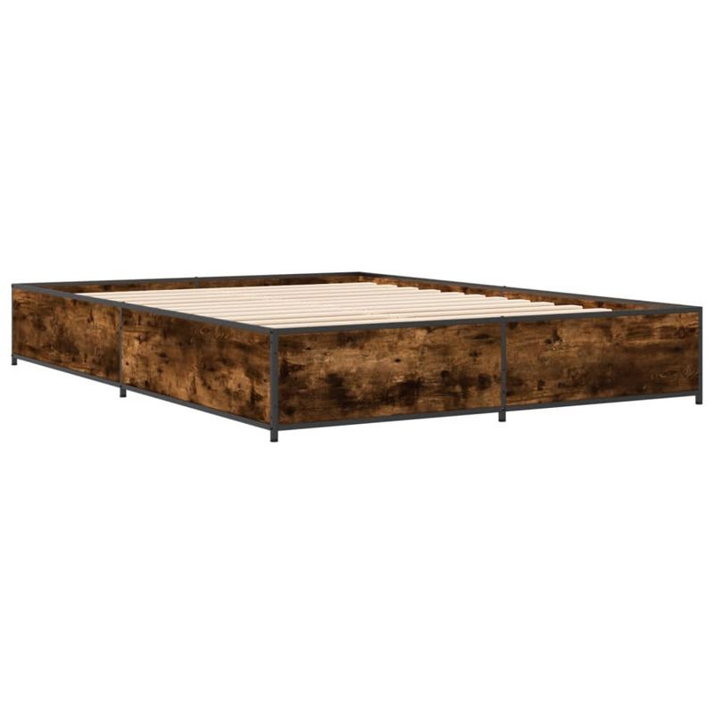 Casa si Gradina - Mobilier - Paturi si accesorii - Paturi - Cadru de pat, stejar fumuriu 150x200 cm lemn prelucrat si metal - Infinity.ro