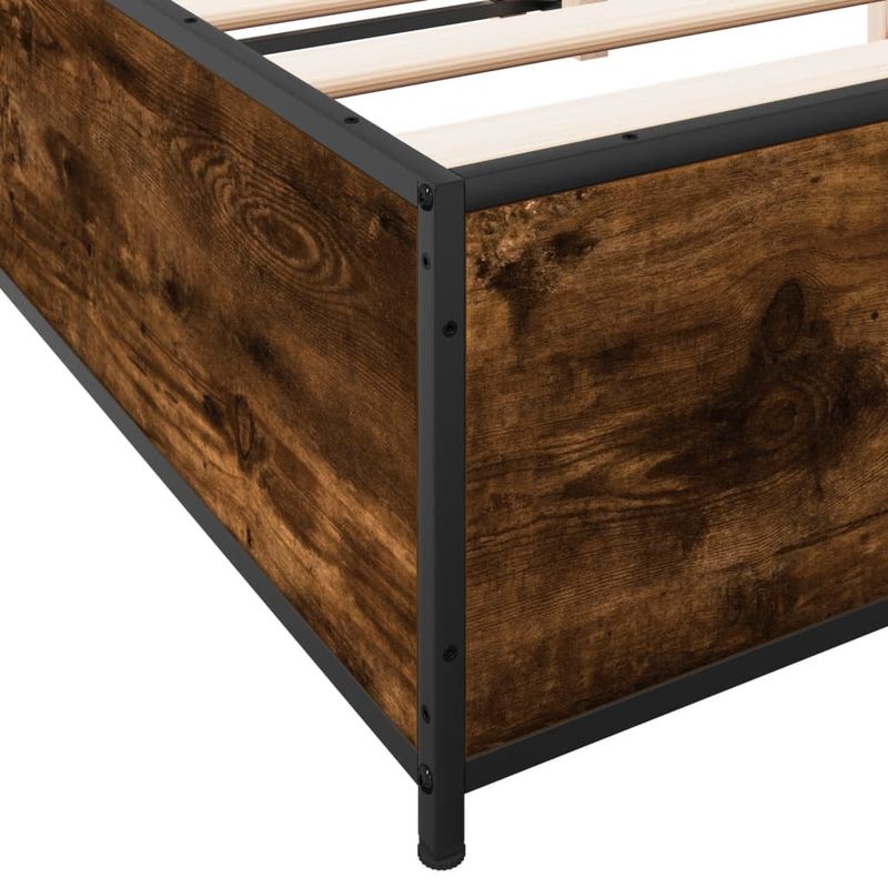 Casa si Gradina - Mobilier - Paturi si accesorii - Paturi - Cadru de pat, stejar fumuriu 150x200 cm lemn prelucrat si metal - Infinity.ro