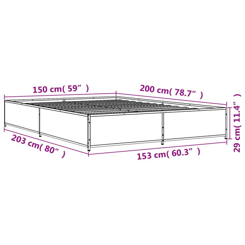 Casa si Gradina - Mobilier - Paturi si accesorii - Paturi - Cadru de pat, stejar fumuriu 150x200 cm lemn prelucrat si metal - Infinity.ro