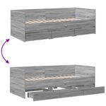 Casa si Gradina - Mobilier - Paturi si accesorii - Paturi - Cadru pat de zi cu sertare gri sonoma 90x200 cm lemn prelucrat - Infinity.ro