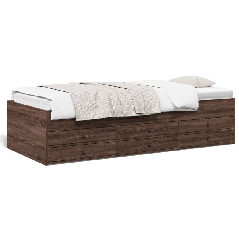 Casa si Gradina - Mobilier - Paturi si accesorii - Paturi - Cadru pat de zi cu sertare stejar maro 90x200 cm lemn prelucrat - Infinity.ro