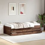 Casa si Gradina - Mobilier - Paturi si accesorii - Paturi - Cadru pat de zi cu sertare stejar maro 90x200 cm lemn prelucrat - Infinity.ro