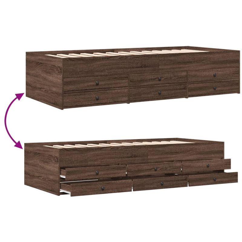 Casa si Gradina - Mobilier - Paturi si accesorii - Paturi - Cadru pat de zi cu sertare stejar maro 90x200 cm lemn prelucrat - Infinity.ro