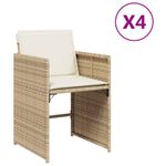 Casa si Gradina - Gradina si terasa - Mobilier exterior - Scaune si sezlonguri gradina - Scaune de gradina cu perne, 4 buc., bej, poliratan - Infinity.ro