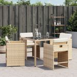 Casa si Gradina - Gradina si terasa - Mobilier exterior - Scaune si sezlonguri gradina - Scaune de gradina cu perne, 4 buc., bej, poliratan - Infinity.ro