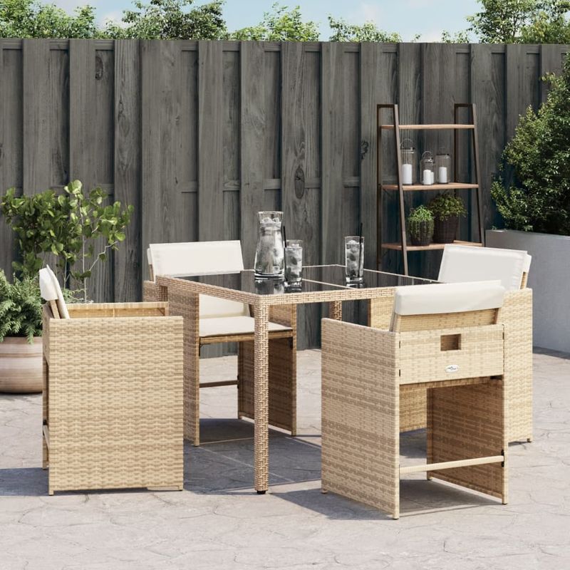 Casa si Gradina - Gradina si terasa - Mobilier exterior - Scaune si sezlonguri gradina - Scaune de gradina cu perne, 4 buc., bej, poliratan - Infinity.ro