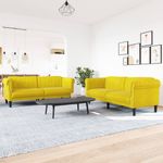 Casa si Gradina - Mobilier - Canapele si coltare - Canapele - Set canapea 2 piese, galben, catifea - Infinity.ro