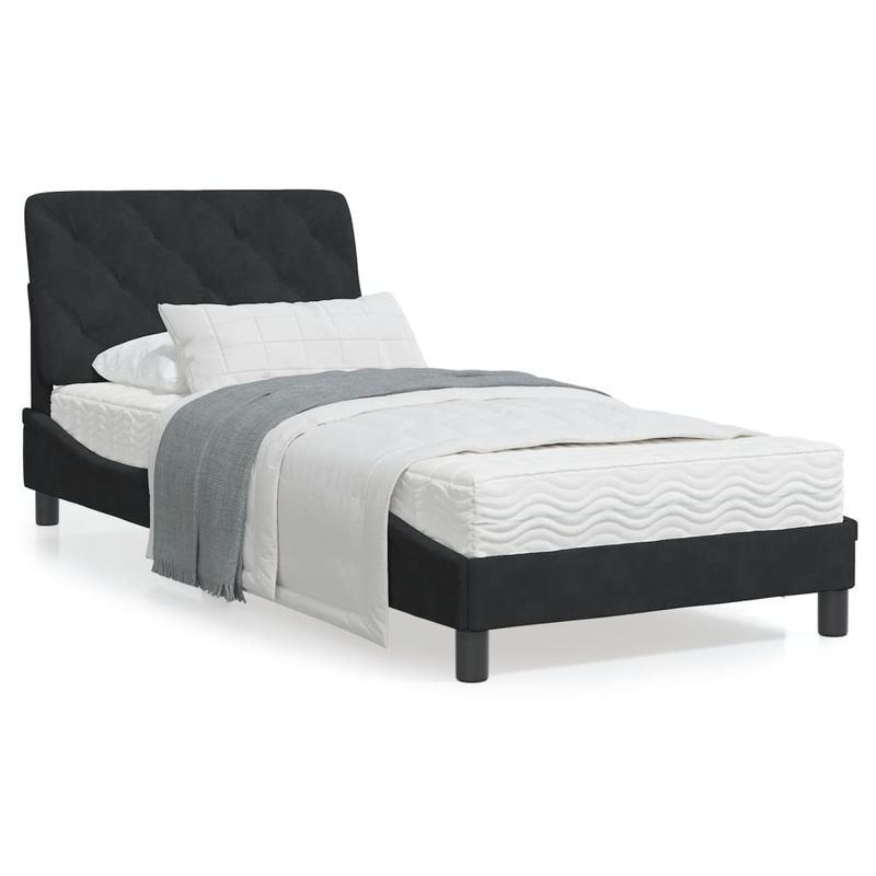 Casa si Gradina - Mobilier - Paturi si accesorii - Paturi - Cadru de pat cu tablie, negru, 80x200 cm, catifea - Infinity.ro