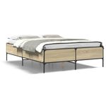 Casa si Gradina - Mobilier - Paturi si accesorii - Paturi - Cadru de pat, stejar sonoma, 135x190cm, lemn prelucrat si metal - Infinity.ro