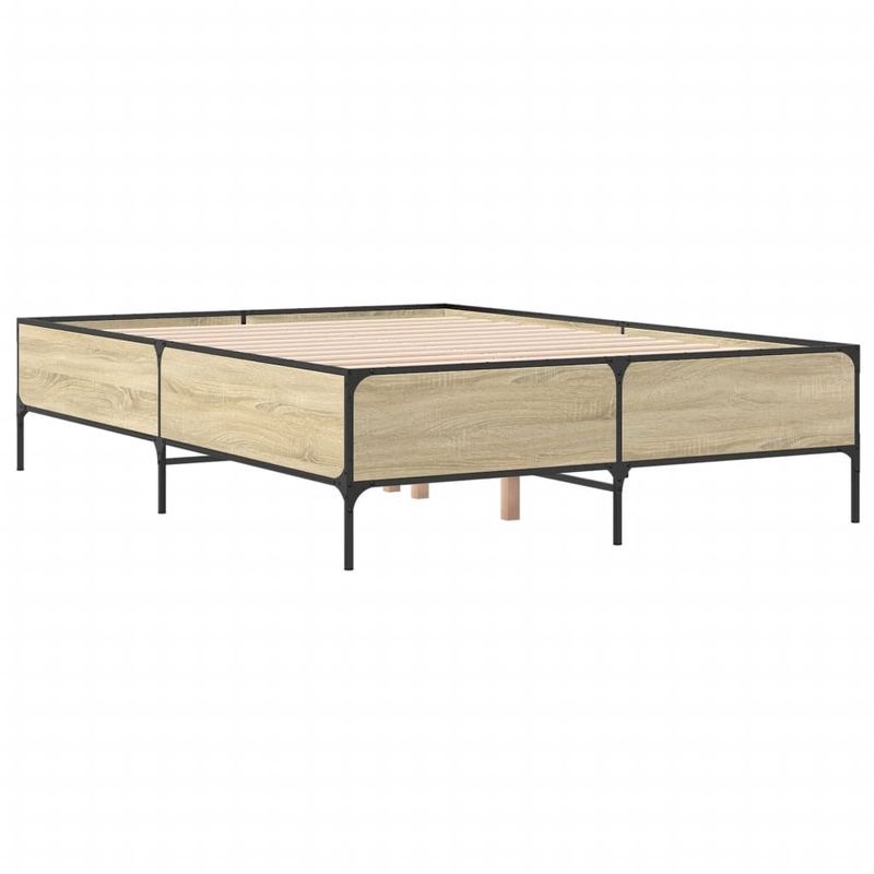 Casa si Gradina - Mobilier - Paturi si accesorii - Paturi - Cadru de pat, stejar sonoma, 135x190cm, lemn prelucrat si metal - Infinity.ro