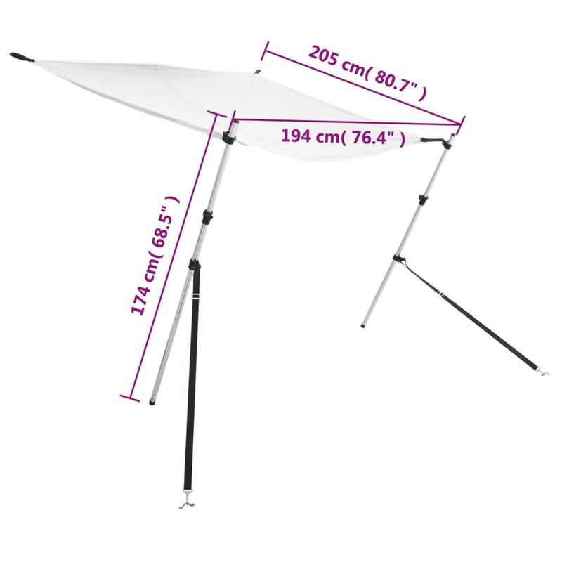 Auto si Moto - Ambarcatiuni - Accesorii ambarcatiuni - Extensie parasolar T-Top, alb, 174x205x(115-194) cm - Infinity.ro