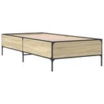 Casa si Gradina - Mobilier - Paturi si accesorii - Paturi - Cadru de pat, stejar sonoma, 75x190 cm, lemn prelucrat si metal - Infinity.ro