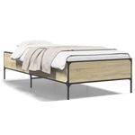 Casa si Gradina - Mobilier - Paturi si accesorii - Paturi - Cadru de pat, stejar sonoma, 75x190 cm, lemn prelucrat si metal - Infinity.ro