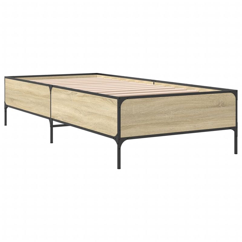 Casa si Gradina - Mobilier - Paturi si accesorii - Paturi - Cadru de pat, stejar sonoma, 75x190 cm, lemn prelucrat si metal - Infinity.ro