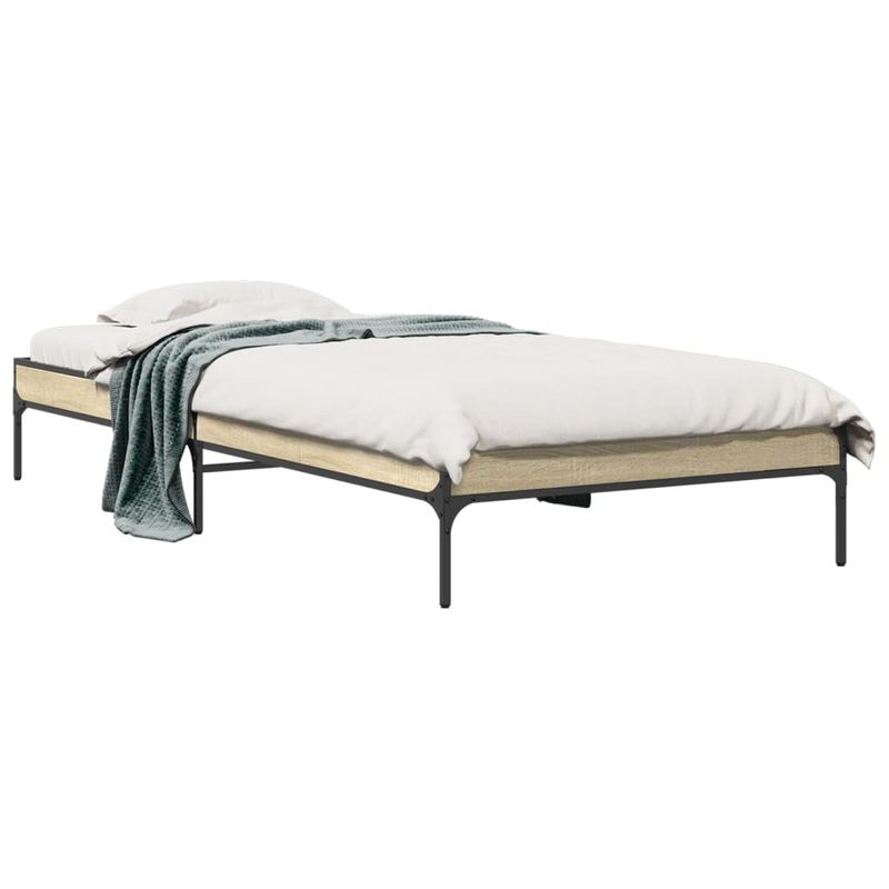 Casa si Gradina - Mobilier - Paturi si accesorii - Paturi - Cadru de pat, stejar sonoma, 90x200 cm, lemn prelucrat si metal - Infinity.ro