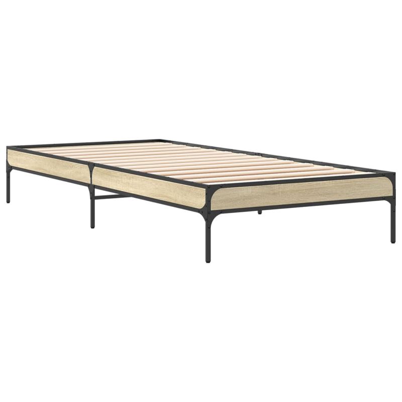 Casa si Gradina - Mobilier - Paturi si accesorii - Paturi - Cadru de pat, stejar sonoma, 90x200 cm, lemn prelucrat si metal - Infinity.ro