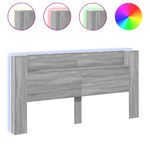 Casa si Gradina - Mobilier - Paturi si accesorii - Accesorii paturi - Tablie de pat cu dulap si LED, gri sonoma, 200x16,5x103,5 cm - Infinity.ro