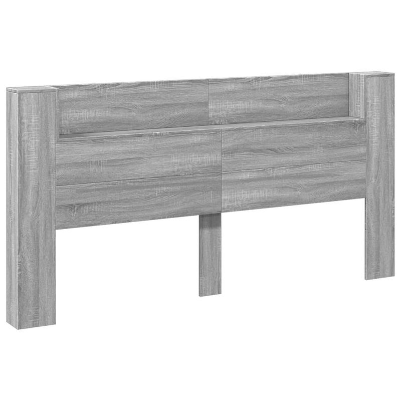 Casa si Gradina - Mobilier - Paturi si accesorii - Accesorii paturi - Tablie de pat cu dulap si LED, gri sonoma, 200x16,5x103,5 cm - Infinity.ro